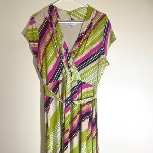 Green and Purple Midi Dress w/ Belt